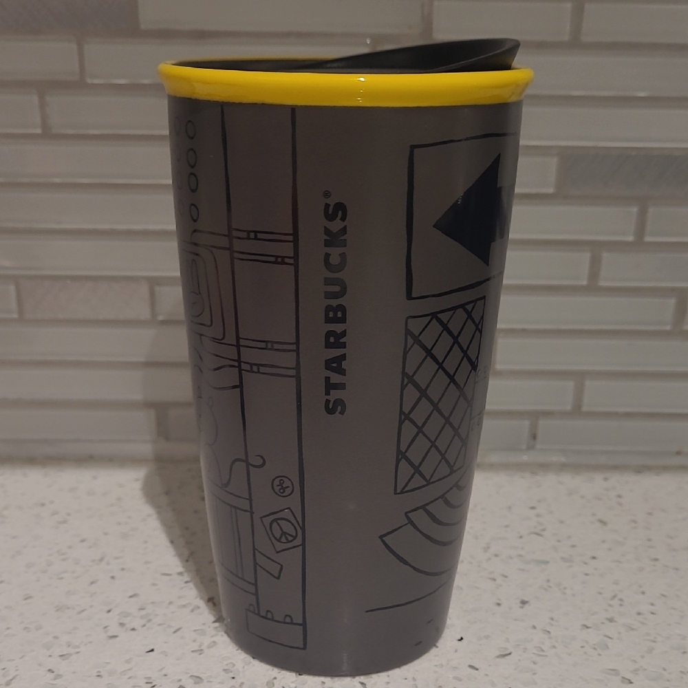 Starbucks Gray Mug with Yellow Accent